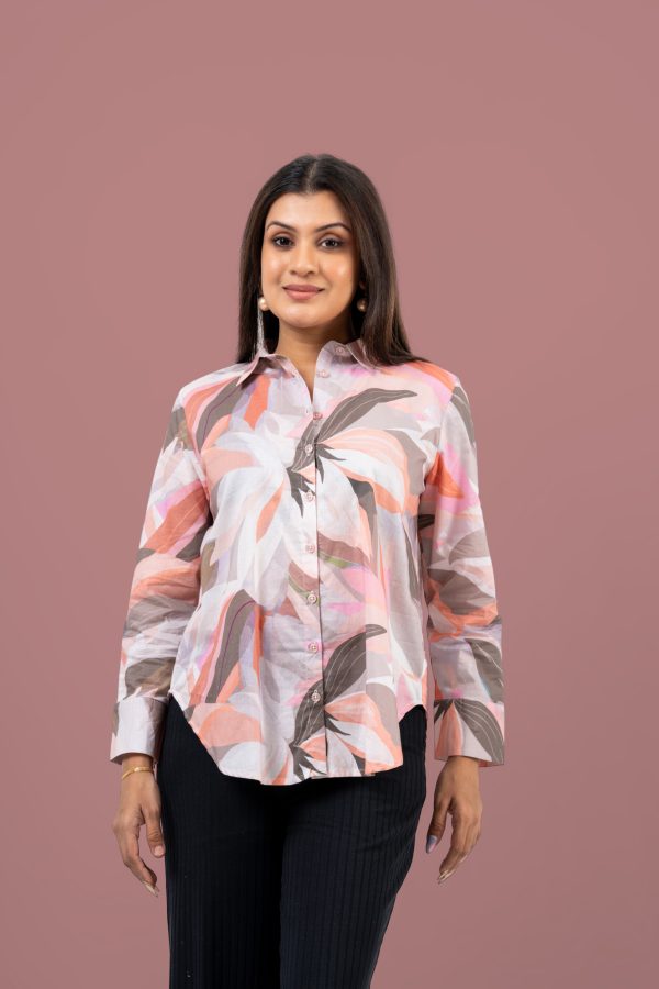 Abstract Floral Patterned Shirt Blouse