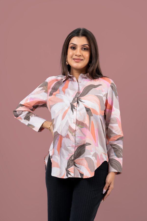 Abstract Floral Patterned Shirt Blouse - Image 2