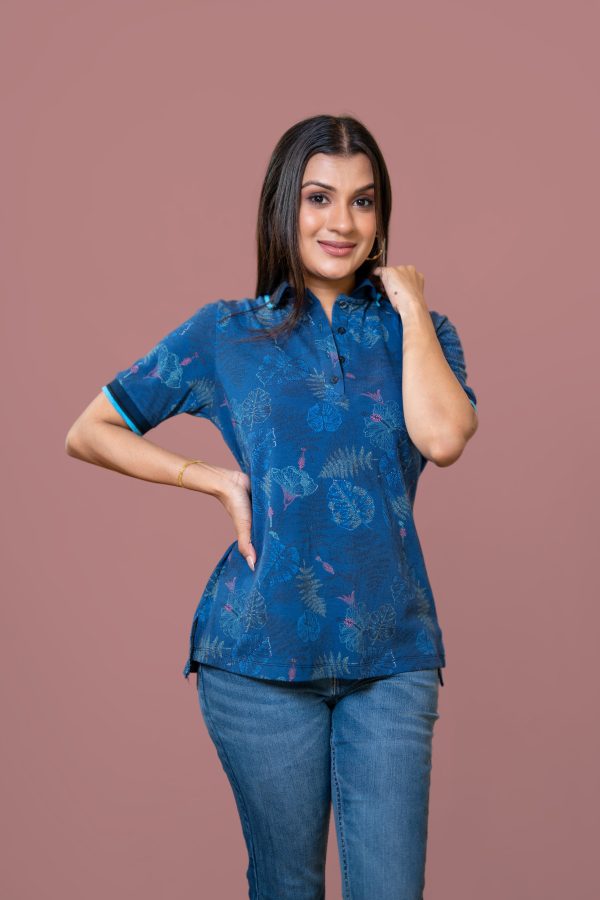 Graphic Text Printed Polo T-Shirt - Image 2