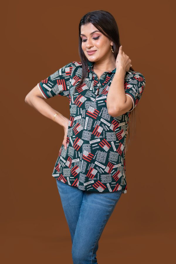 Graphic Text Printed Polo T-Shirt