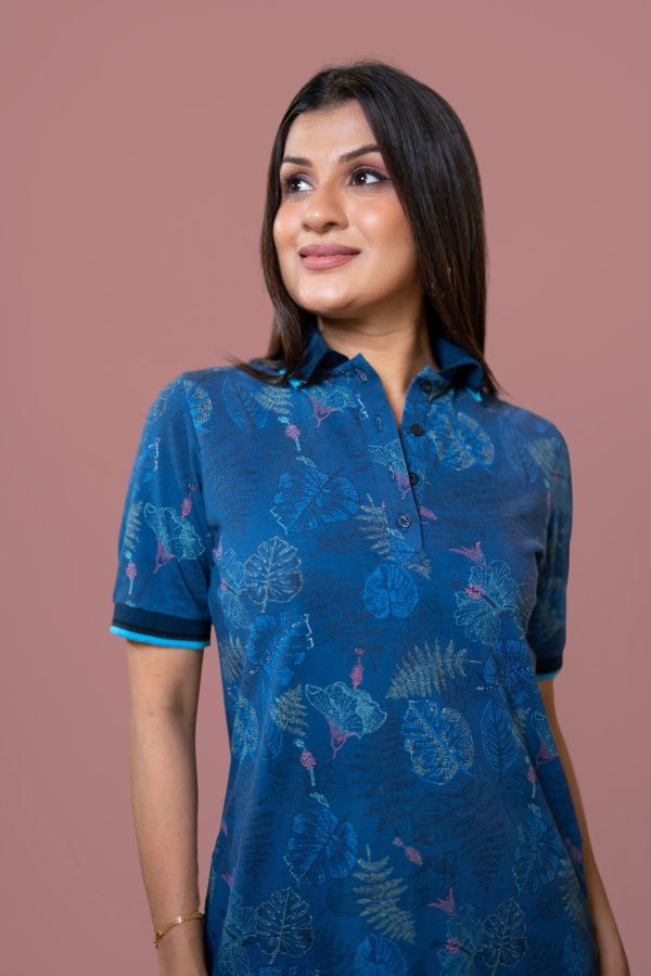 Graphic Text Printed Polo T-Shirt