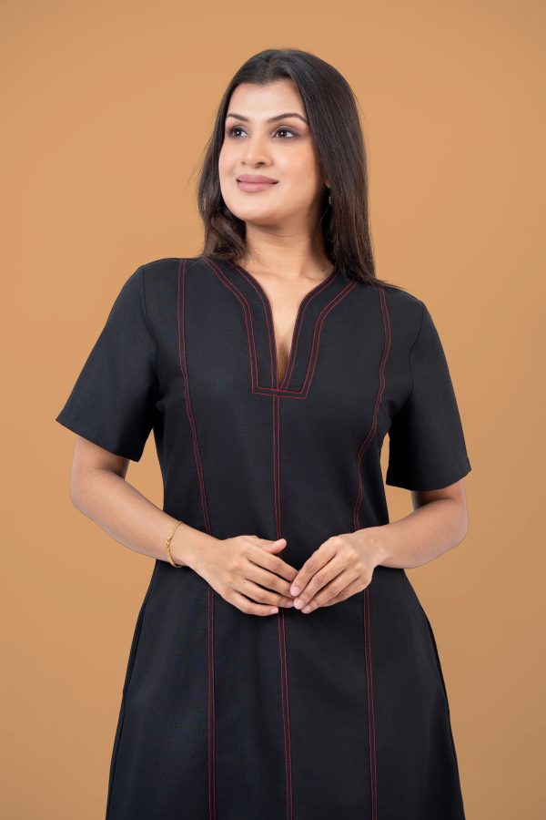 Contrast Thread Detail Short Dress