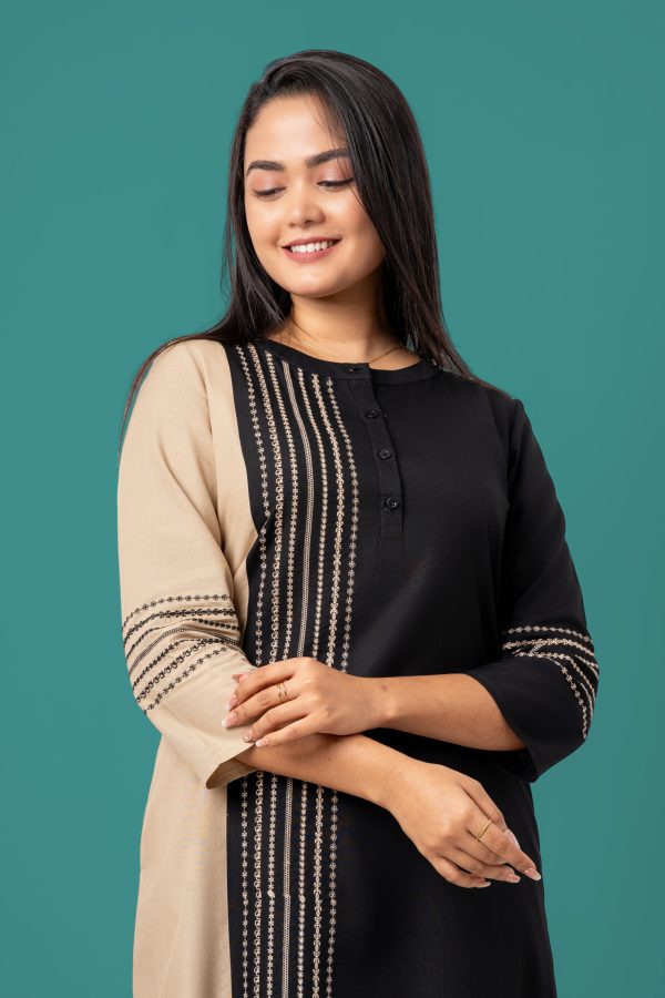 Embroidery Detail Color Block Short Dress
