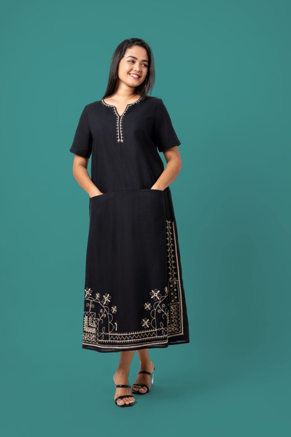 Embroidered Notch Necked Maxi Dress - Image 2