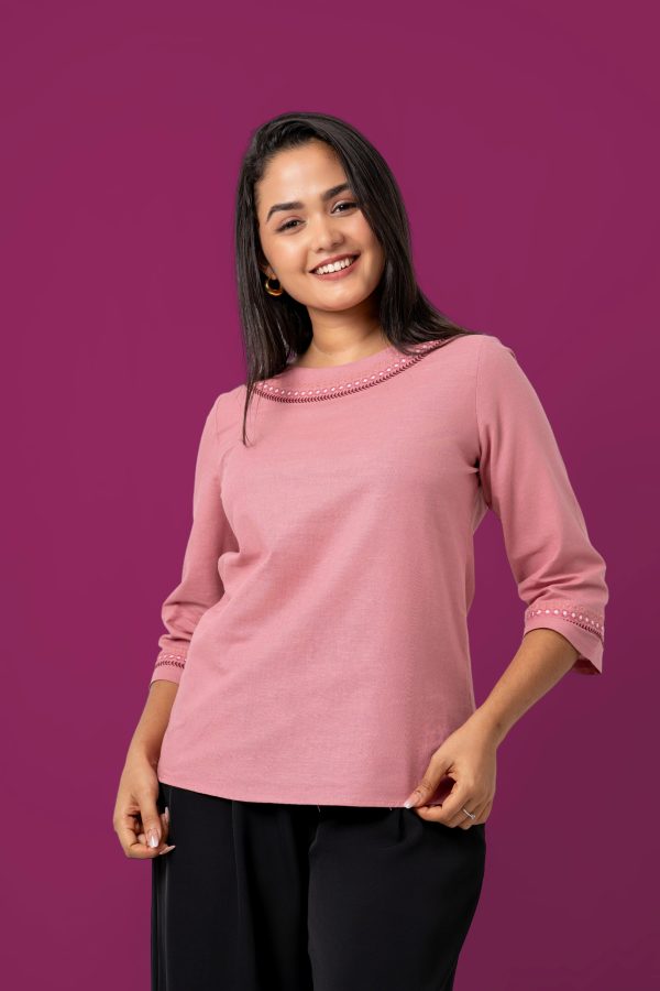 Geometric Embroidery Detailed Blouse - Image 2