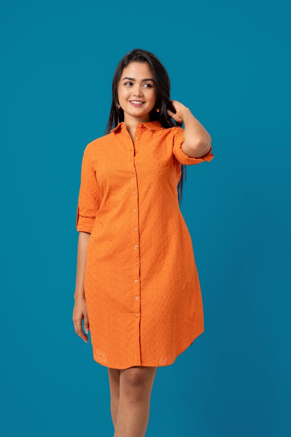 Curved Hem Short Shirt Dress - Image 2