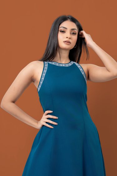 Embroidered Racerback Maxi Dress
