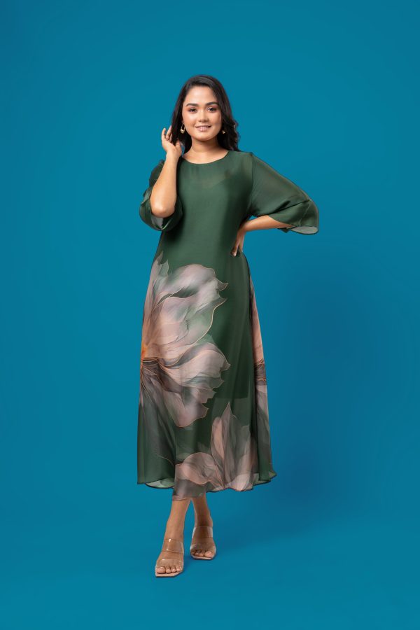 Floral Patterned A-Line Maxi Dress - Image 4