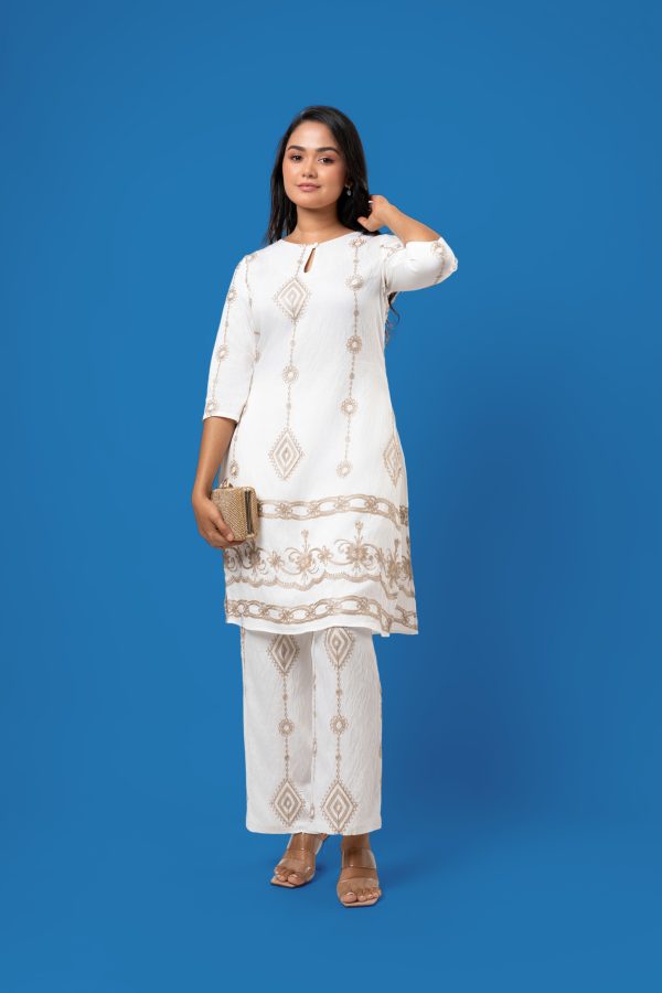 Keyhole Detail Kurta Top and Pants Set - Image 2