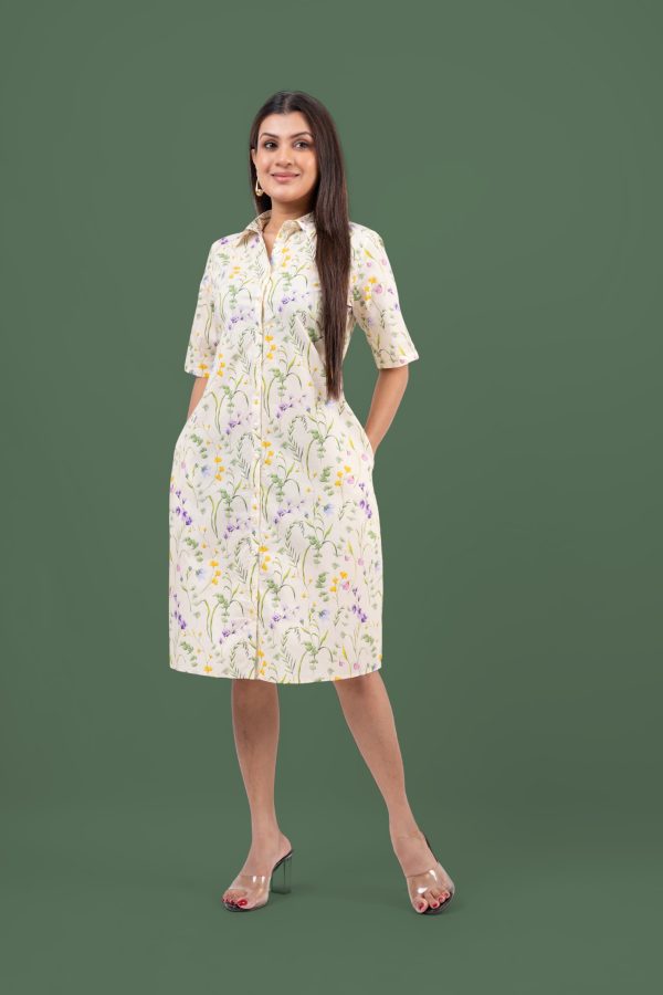 Floral Patterned Short Shirt Dress - Image 3