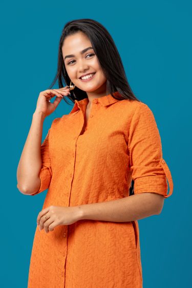 Curved Hem Short Shirt Dress
