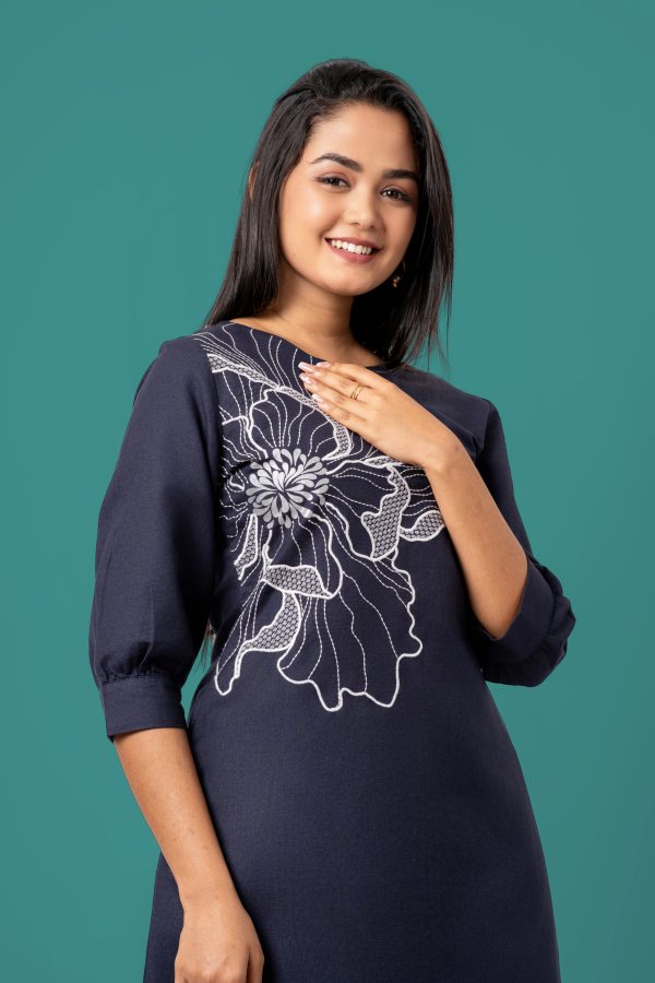 Floral Embellishment Detail Short Dress