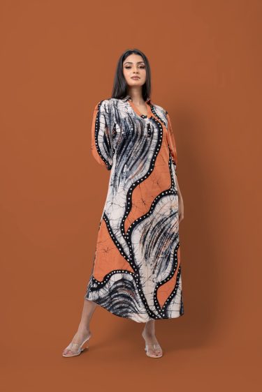 Abstract Patterned Batik Maxi Dress
