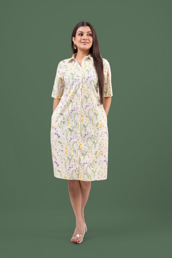 Floral Patterned Short Shirt Dress - Image 5