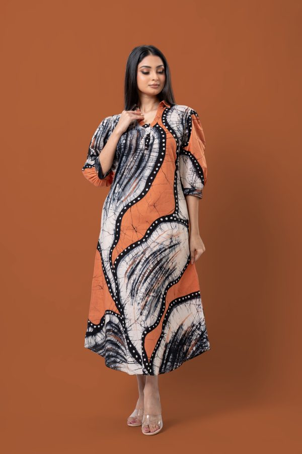 Abstract Patterned Batik Maxi Dress - Image 3