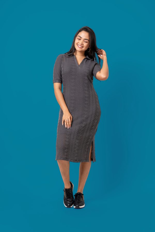 Collared Bodycon Midi Dress - Image 2