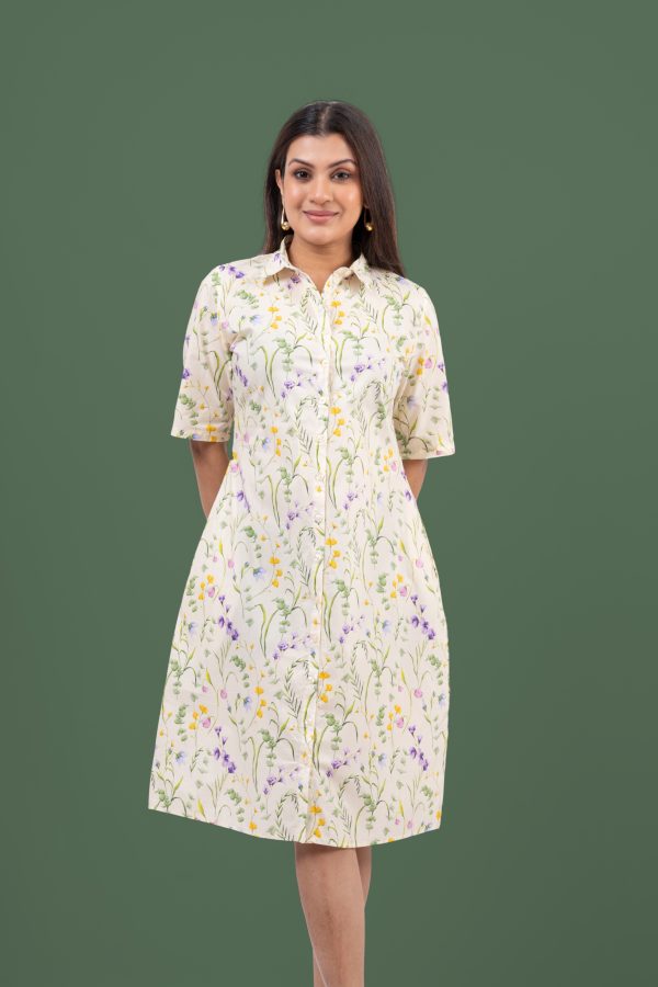 Floral Patterned Short Shirt Dress