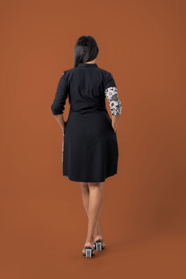 Floral Two Tone Short Shirt Dress - Image 6
