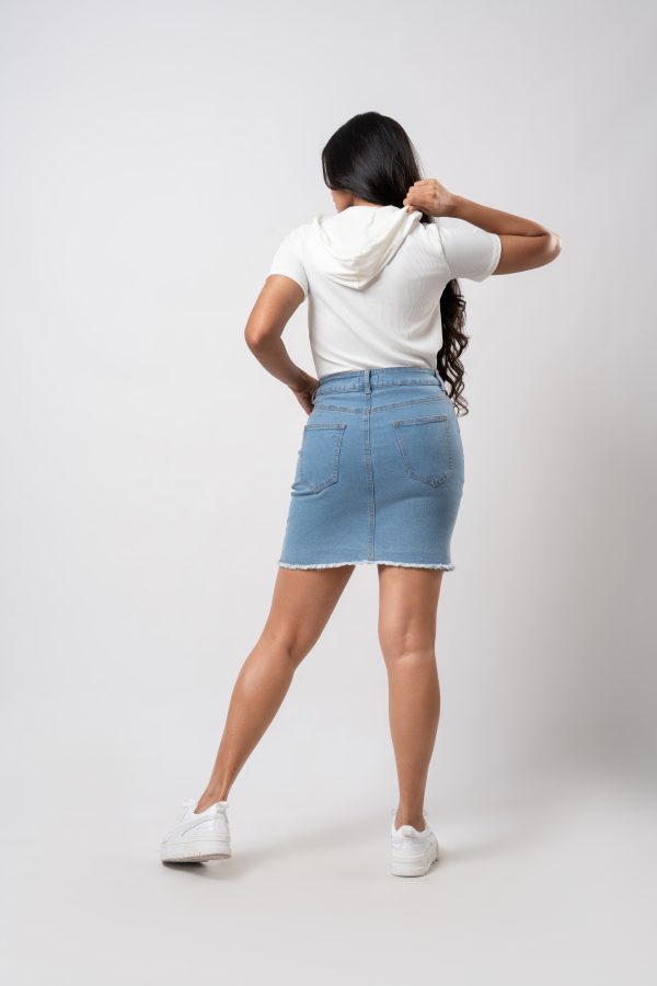 Front Slit Denim Short Skirt - Image 8