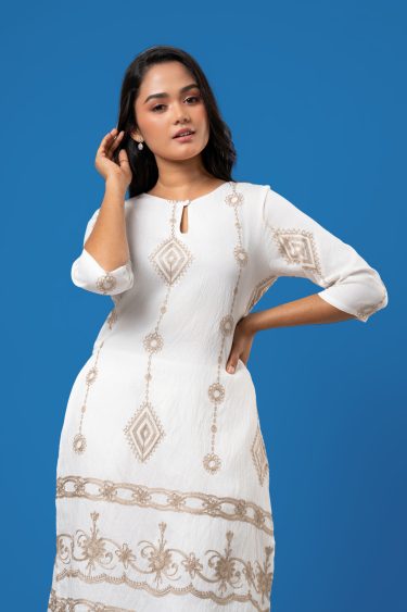 Keyhole Detail Kurta Top and Pants Set