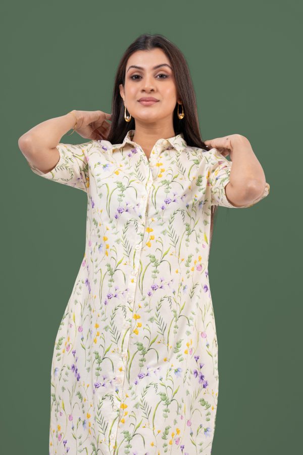 Floral Patterned Short Shirt Dress - Image 2