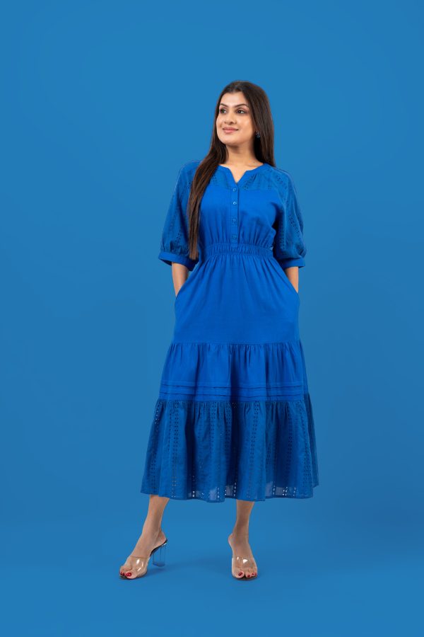 Waist Elasticated Detail Tiered Maxi Dress - Image 3