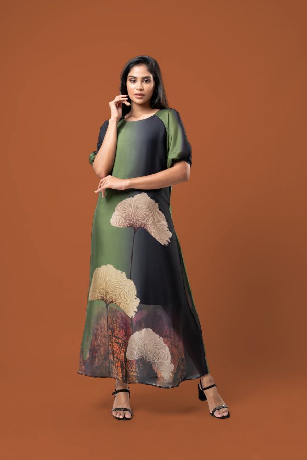 Floral Patterned Raglan Sleeve Maxi Dress - Image 2
