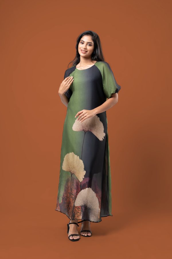 Floral Patterned Raglan Sleeve Maxi Dress - Image 3