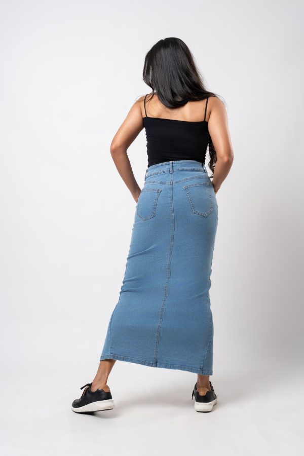 Front Slit Denim Skirt - Image 9