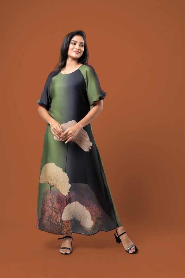 Floral Patterned Raglan Sleeve Maxi Dress - Image 4