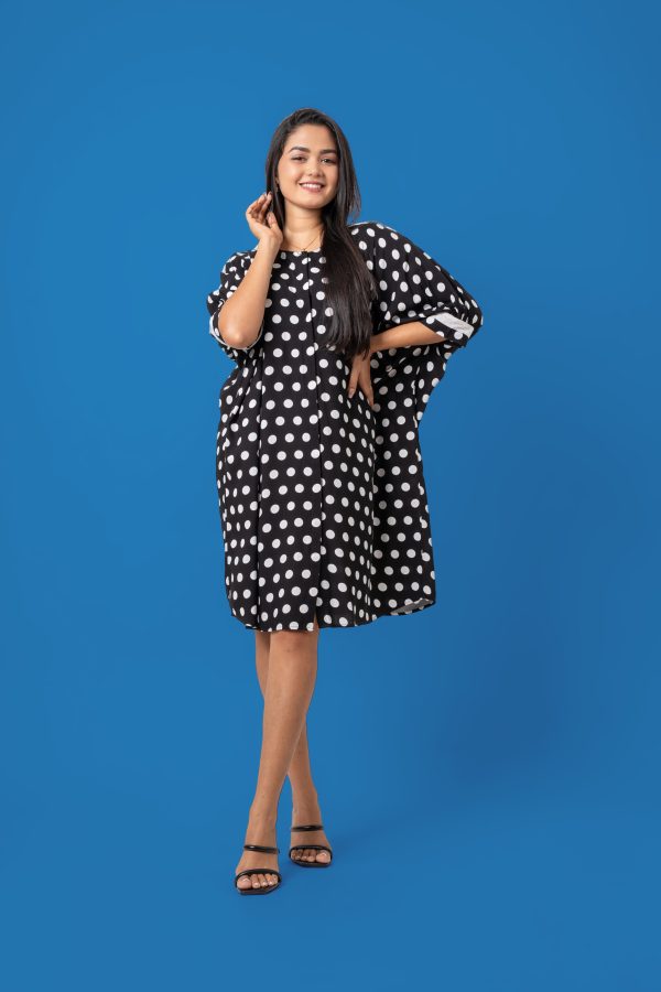 Baggy Lace Detail Sleeved Button-Down Short Dress - Image 4
