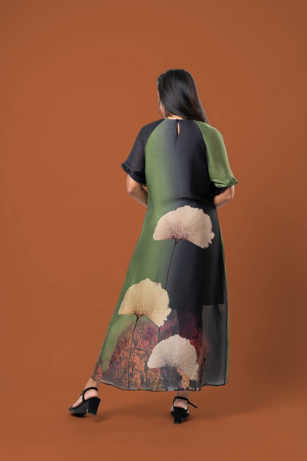 Floral Patterned Raglan Sleeve Maxi Dress - Image 5