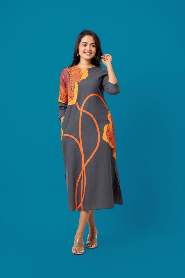 Floral Print Detail Midi Dress - Image 4
