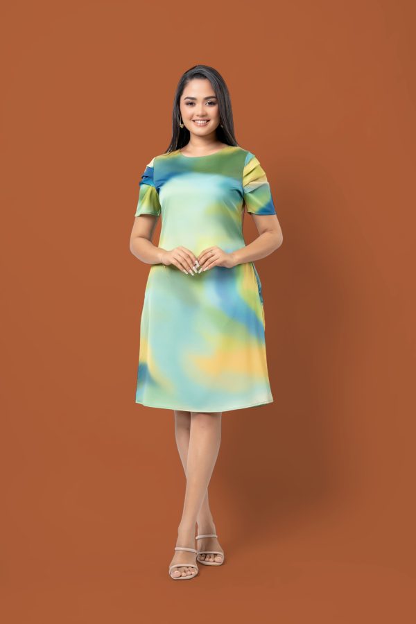 Pleated Sleeve Detail Short Dress - Image 4