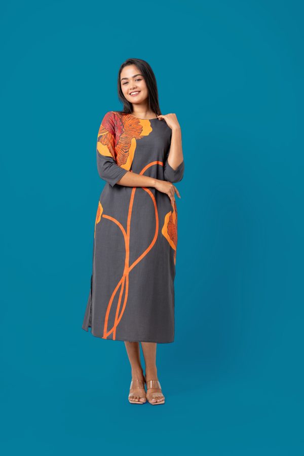 Floral Print Detail Midi Dress - Image 5