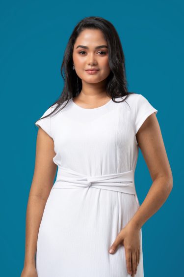 Waist Twist detail Cap Sleeved Midi Dress