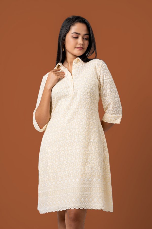 Scallop Hem Short Shirt Dress - Image 2
