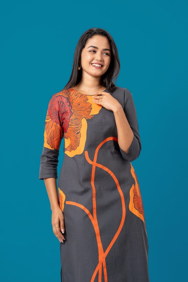Floral Print Detail Midi Dress - Image 3