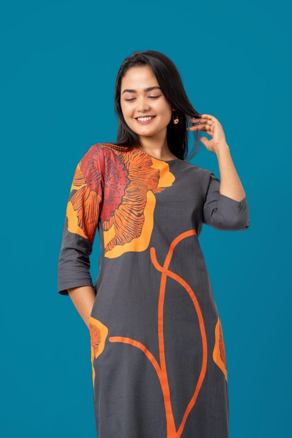Floral Print Detail Midi Dress - Image 2