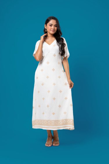 Maggie Sleeve V-Neck Midi Dress