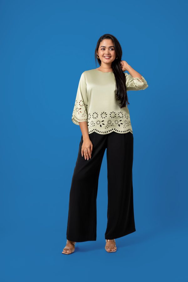 Floral Scallop Laser Cut Detail Top - Image 2