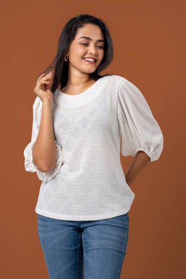 Puff Sleeve Knit Blouse