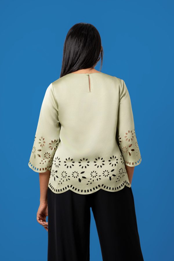 Floral Scallop Laser Cut Detail Top - Image 4