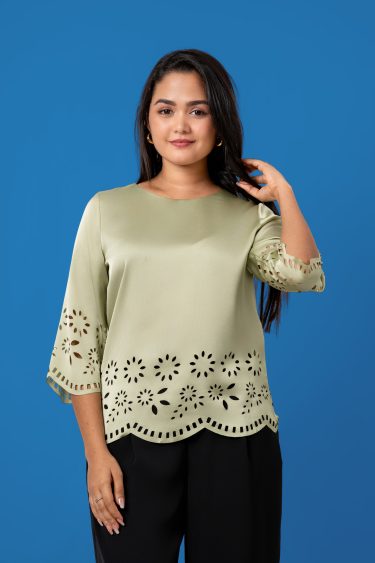 Floral Scallop Laser Cut Detail Top