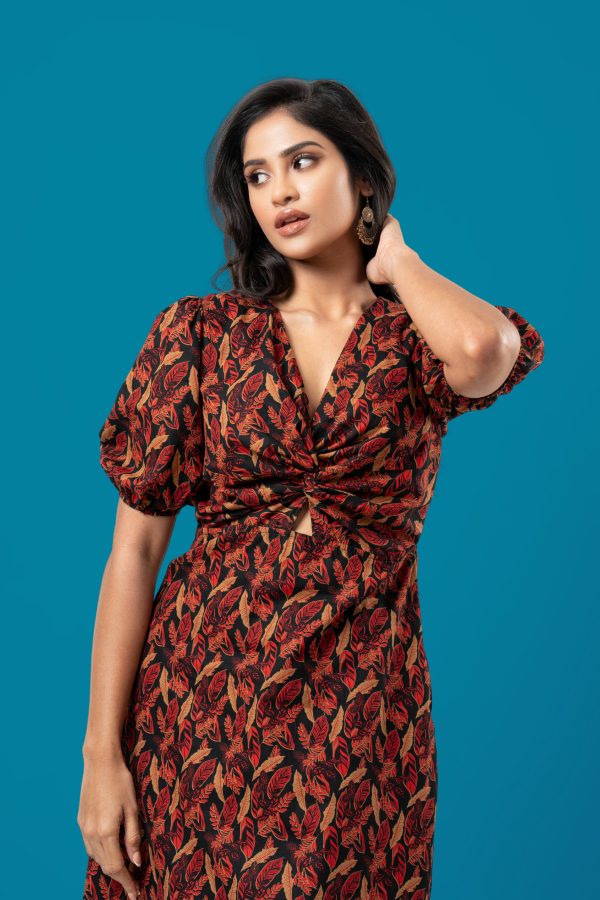 Front Crossover Twist Detail Midi Dress - Image 2