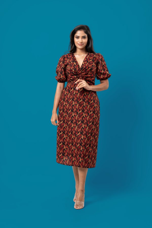 Front Crossover Twist Detail Midi Dress - Image 3
