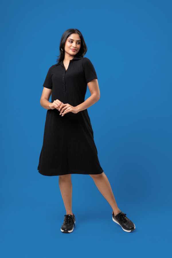 Rib Short Polo Dress - Image 4