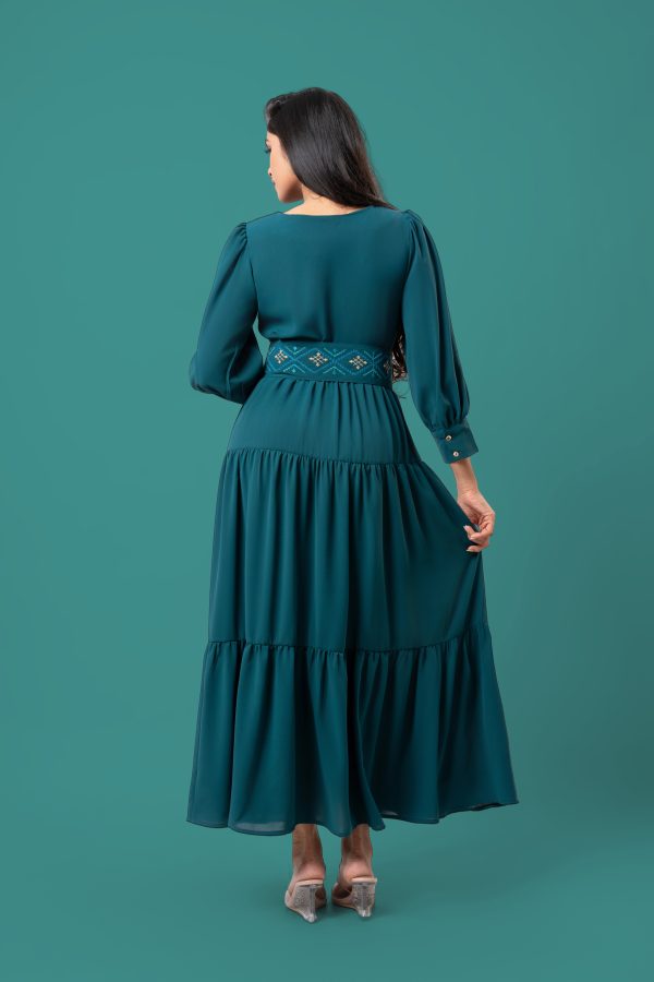 Embroidered Corset Belt Detail Maxi Dress - Image 5