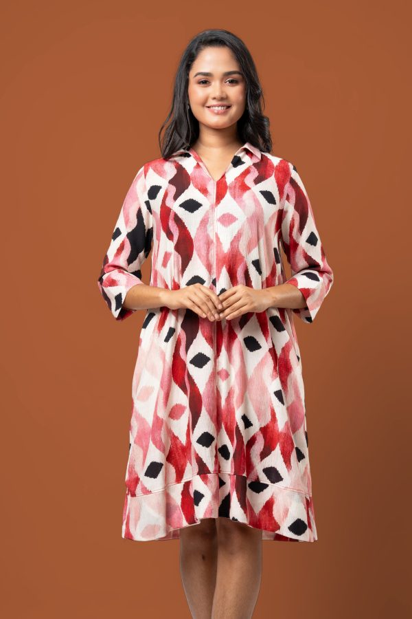 Abstract Patterned Short Shirt Dress