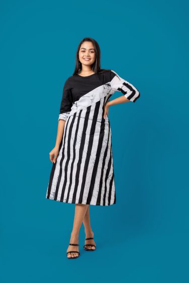 Geometric Patterned Batik Midi Dress
